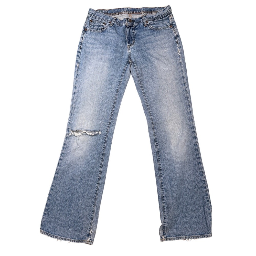Y2K Polo Ralph Lauren Womens Kelly Jeans Light Wash Bootcut Denim Raw Hem 8